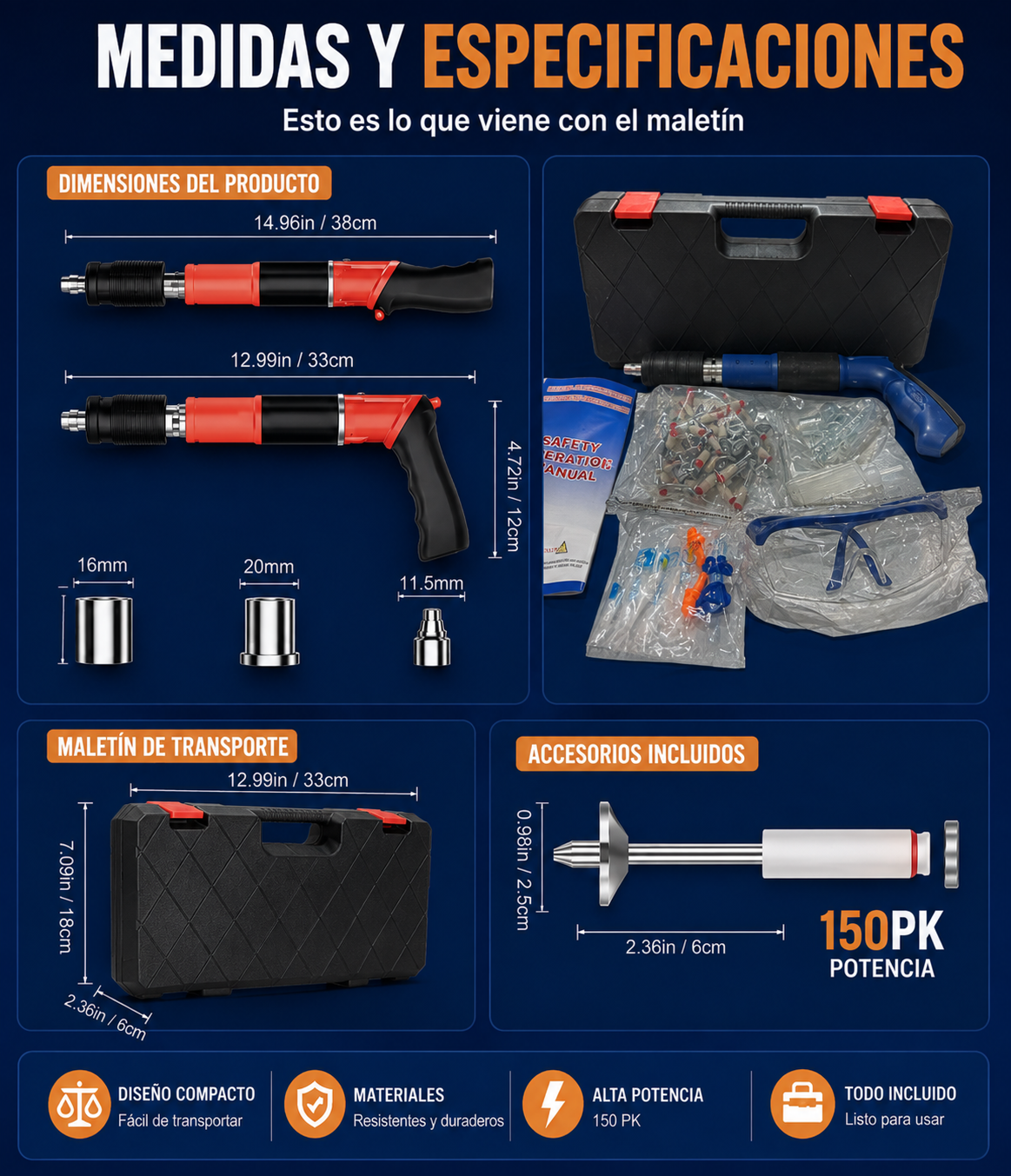 Pistola de Clavos Portátil + 50 clavos totalmente gratis