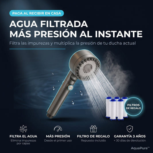 AquaPure™ – Cabezal de Ducha de Alta Presión con Filtro Purificante