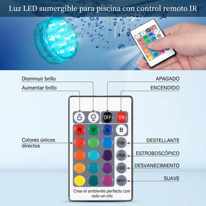 Luces LED Sumergibles Multicolor con Mando - AquaGlow™