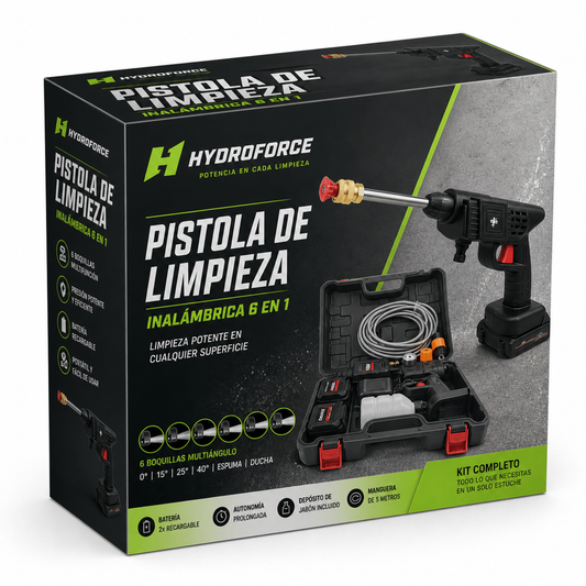 HydroForce™ - Pistola de Alta Presión sin Cable con 2 Baterías