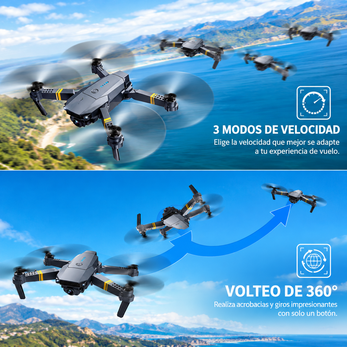 Dron con doble cámara 4K + Maletín Gratis + Batería Extra