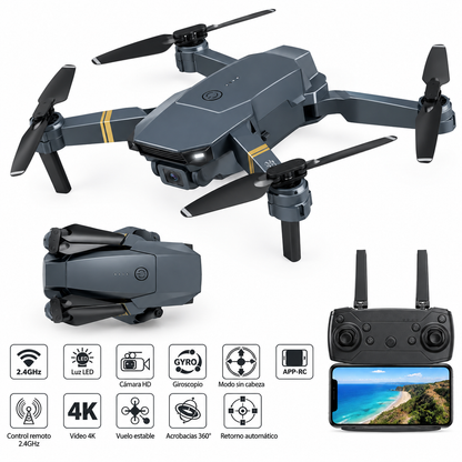 Dron con doble cámara 4K + Maletín Gratis + Batería Extra