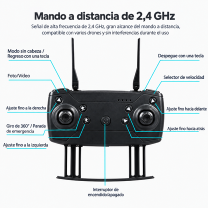 Dron con doble cámara 4K + Maletín Gratis + Batería Extra