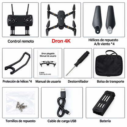 Dron con doble cámara 4K + Maletín Gratis + Batería Extra